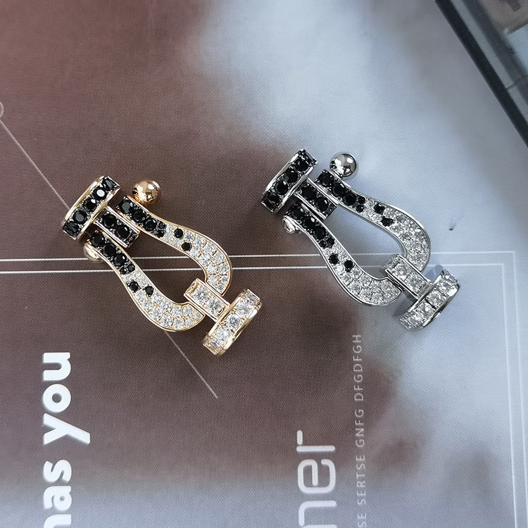 ¡®Loco¡¯FORCE LARGE HORSESHOE BLACK WHITE DIAMOND BRACELET ROSE GOLD