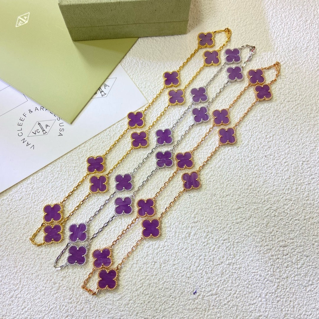 ¡®Loco¡¯CLOVER 10 MOTIFS  PURPLE VIOLET  NECKLACE