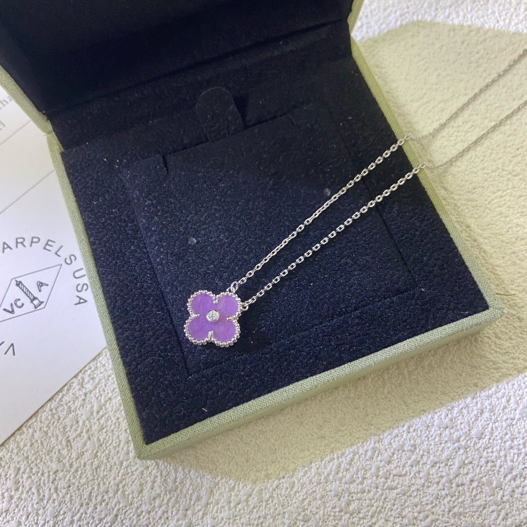 ¡®Loco¡¯CLOVER 15MM DIAMOND  PURPLE VIOLET NECKLACE