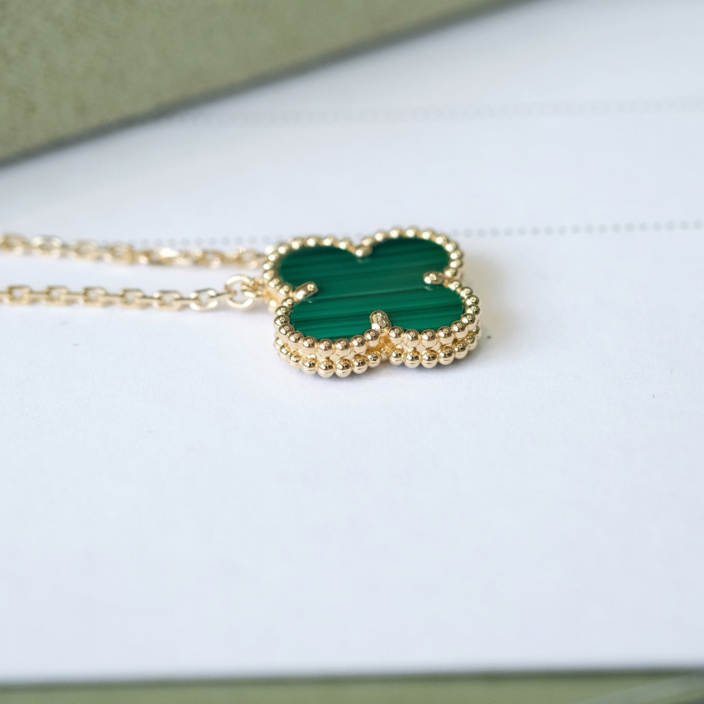 ¡®Loco¡¯CLOVER 15MM MALACHITE SINGLE FLOWER  NECKLACE