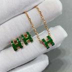 ¡®Loco¡¯POP H GREEN NECKLACE SILVER AND GOLD