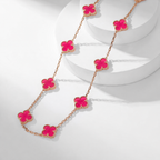 [Loco]NEW CLOVER 10 MOTIFS PINK ENAMEL NECKLACE