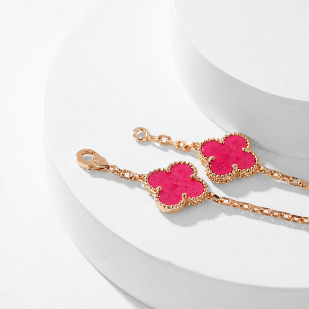 [Loco]NEW CLOVER 10 MOTIFS PINK ENAMEL NECKLACE