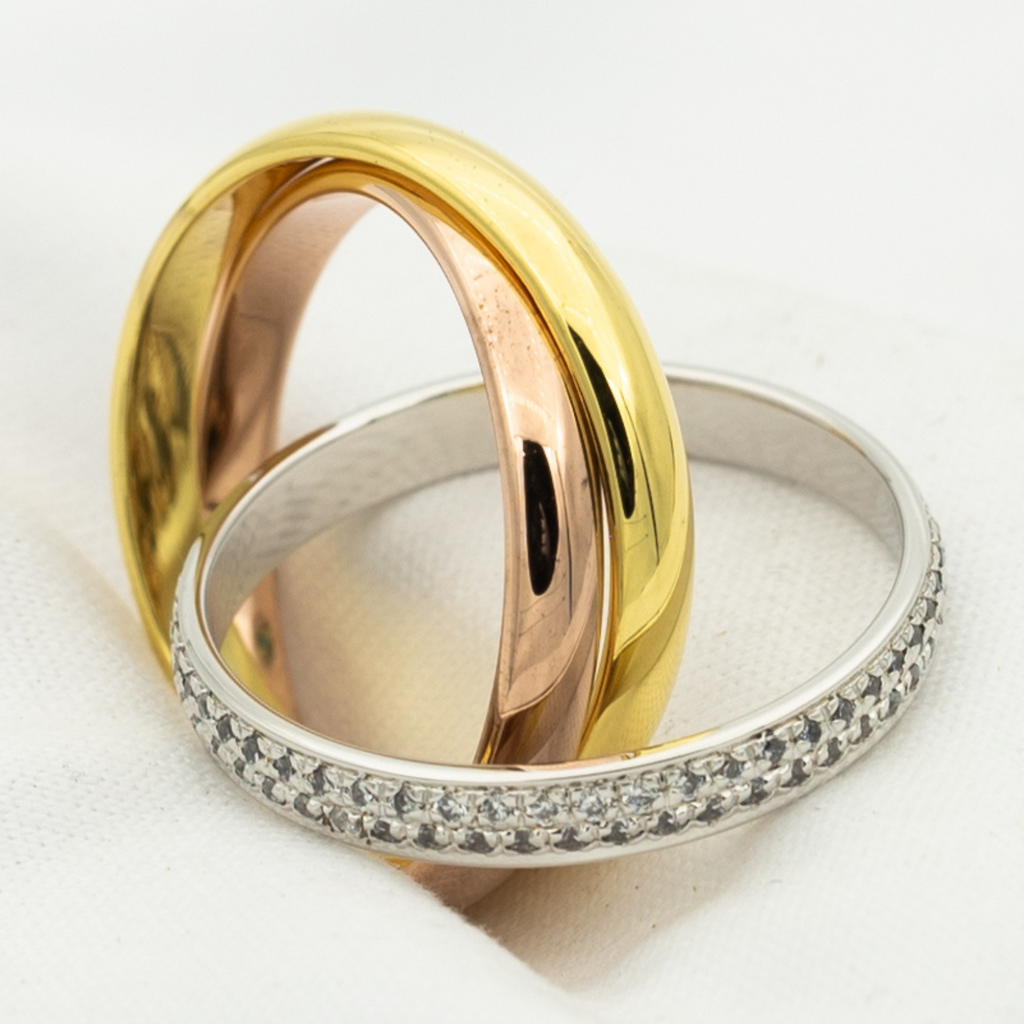 ¡®Loco¡¯TRINITY RING GOLD PINK GOLD SILVER DIAMONDS
