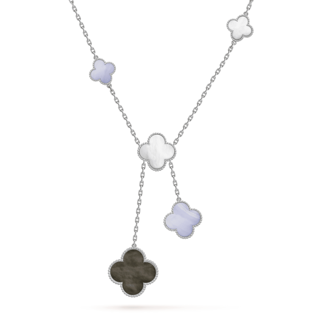¡®Loco¡¯CLOVER MOP CHALCEDONY NECKLACE SILVER 6 MOTIF