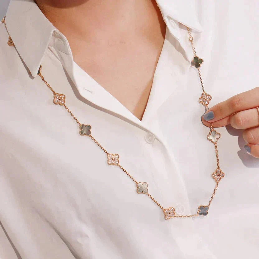 ¡®Loco¡¯CLOVER 20 MOTIFS DARK MOP DIAMOND  NECKLACE