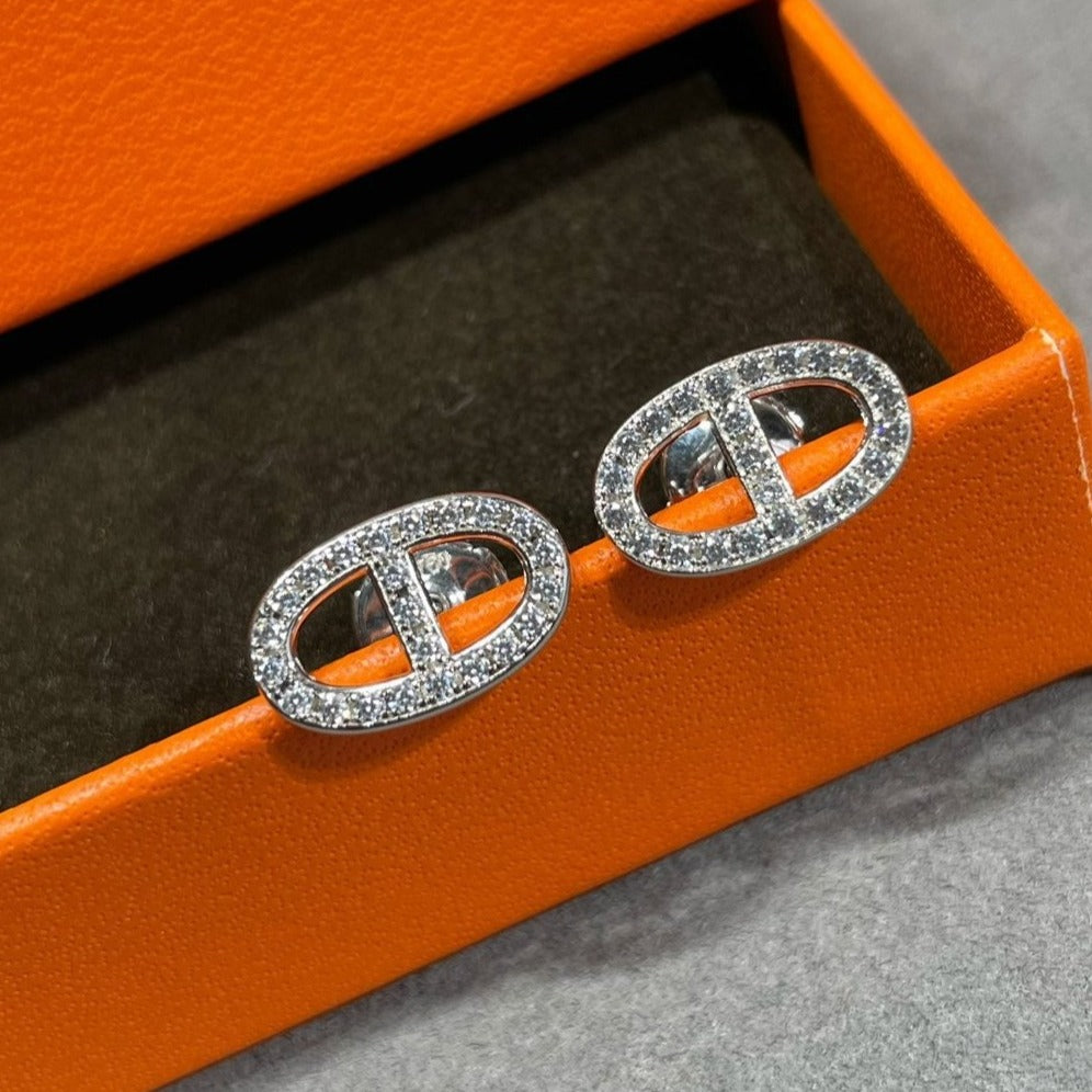 ¡®Loco¡¯HM FULL DIAMOND PIG NOSE STUD EARRINGS
