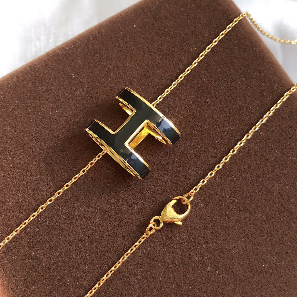 ¡®Loco¡¯HM CLIC BLACK ENAMEL GOLD NECKLACE