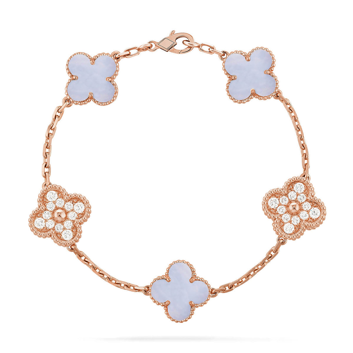[Loco]New  CLOVER 5 MOTIF PURPLE CHALCEDONY BRACELET COLLECTION