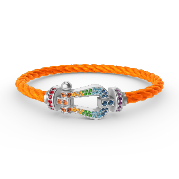 ¡®Loco¡¯FORC LARGE HORSESHOE  COLORED DIAMOND BRACELET SILVER
