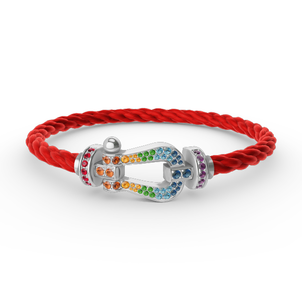 ¡®Loco¡¯FORC LARGE HORSESHOE  COLORED DIAMOND BRACELET SILVER