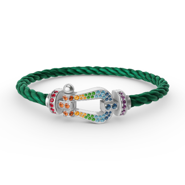 ¡®Loco¡¯FORC LARGE HORSESHOE  COLORED DIAMOND BRACELET SILVER