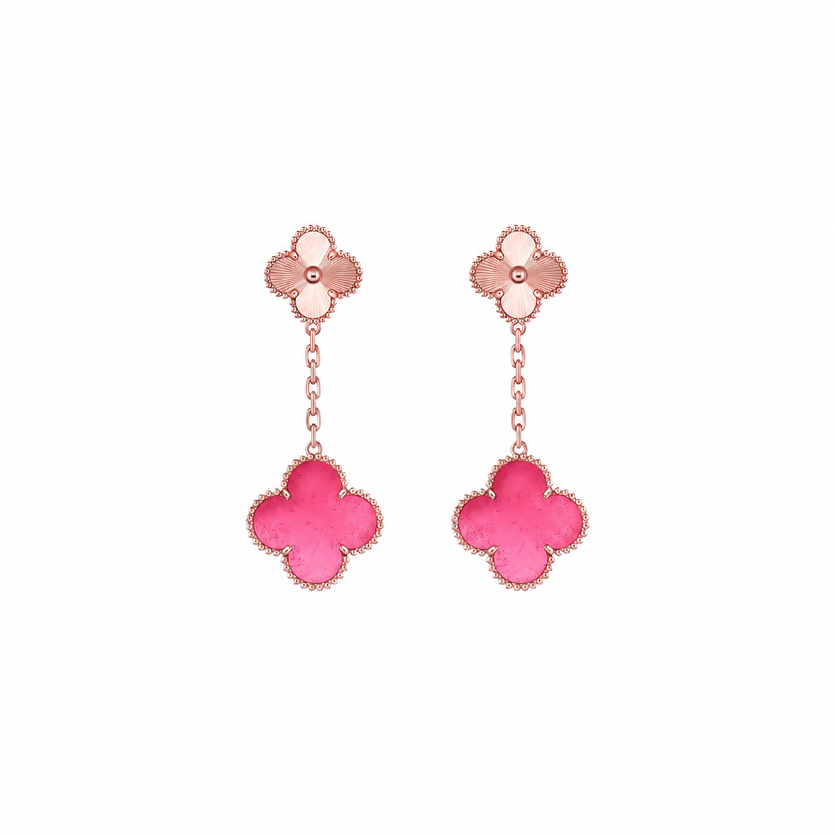 [Loco]NEW CLOVER 2 MOTIF PINK ENAMEL EARRINGS