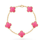 [Loco]NEW CLOVER 5 MOTIFS PINK ENAMEL BRACELET
