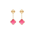 [Loco]NEW CLOVER 2 MOTIF PINK ENAMEL EARRINGS
