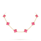 [Loco]NEW CLOVER 10 MOTIFS PINK ENAMEL NECKLACE