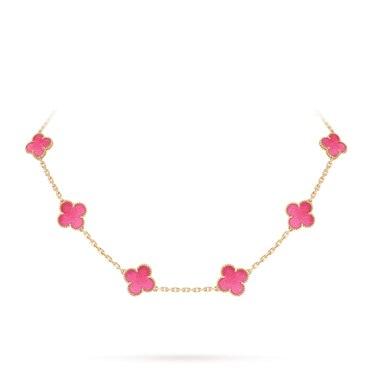 [Loco]NEW CLOVER 10 MOTIFS PINK ENAMEL NECKLACE