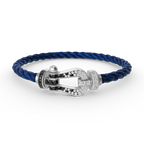 ¡®Loco¡¯FORCE LARGE HORSESHOE BLACK WHITE DIAMOND BRACELET SILVER