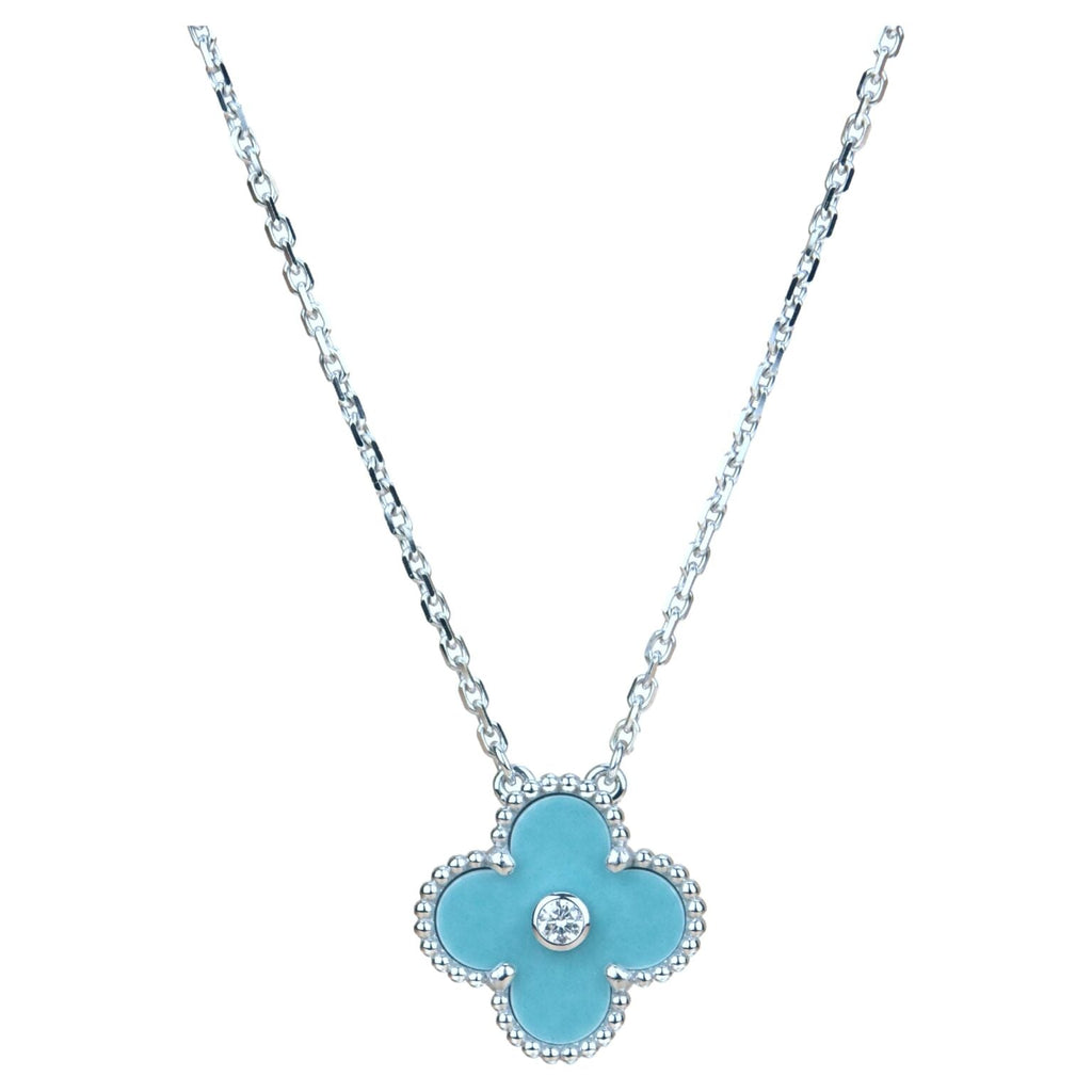 ¡®Loco¡¯CLOVER 15MM DIAMOND SVRES PORCELAIN  NECKLACE SILVER