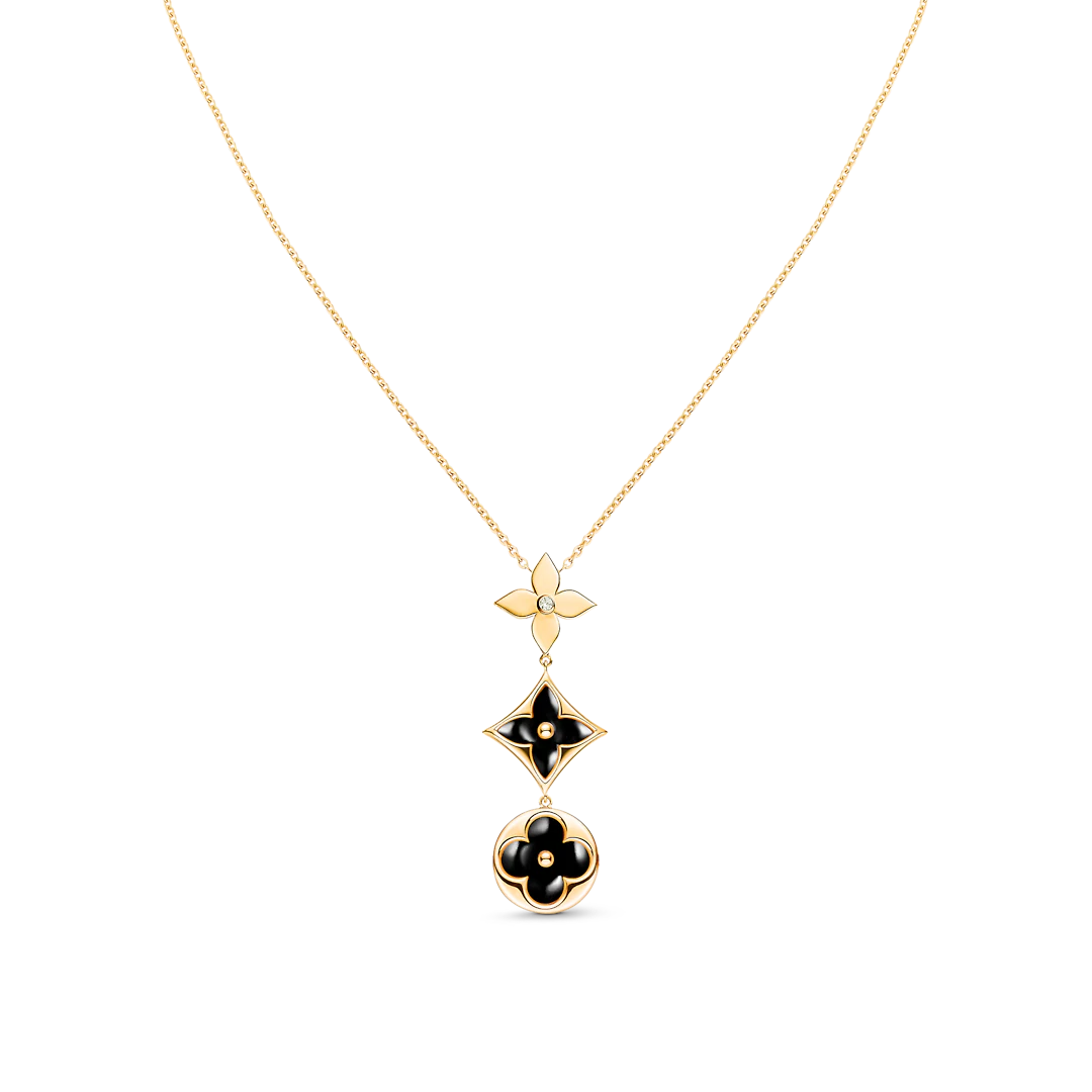 ¡®Loco¡¯STAR AND SUN ONYX PINK GOLD NECKLACE