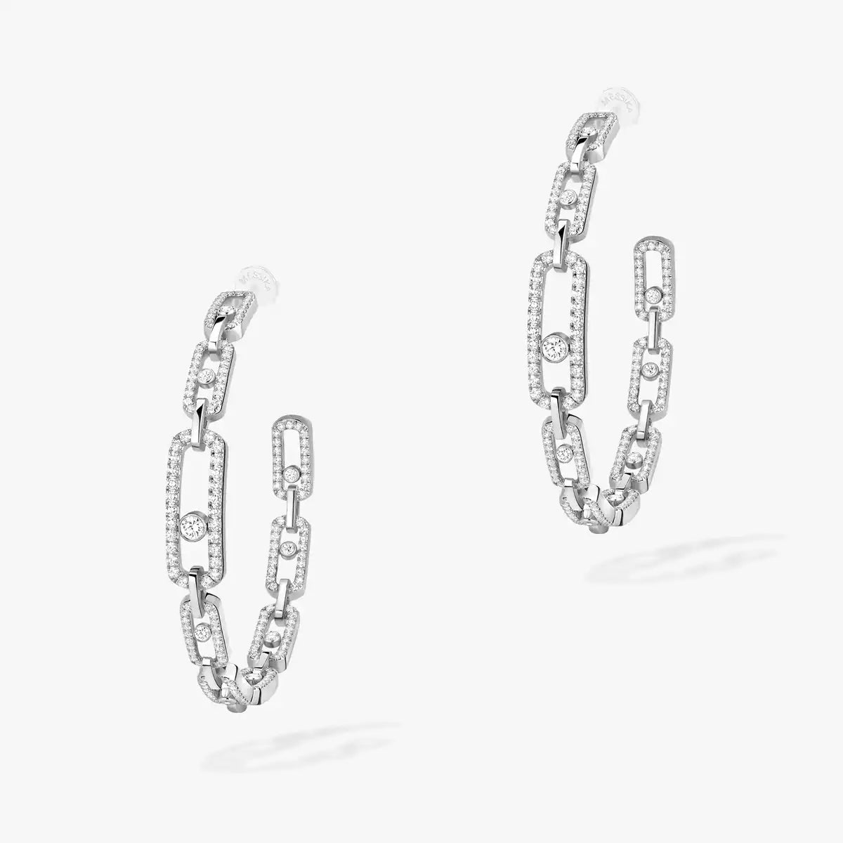 [[Loco ]Move Link Diamond Hoop Earrings