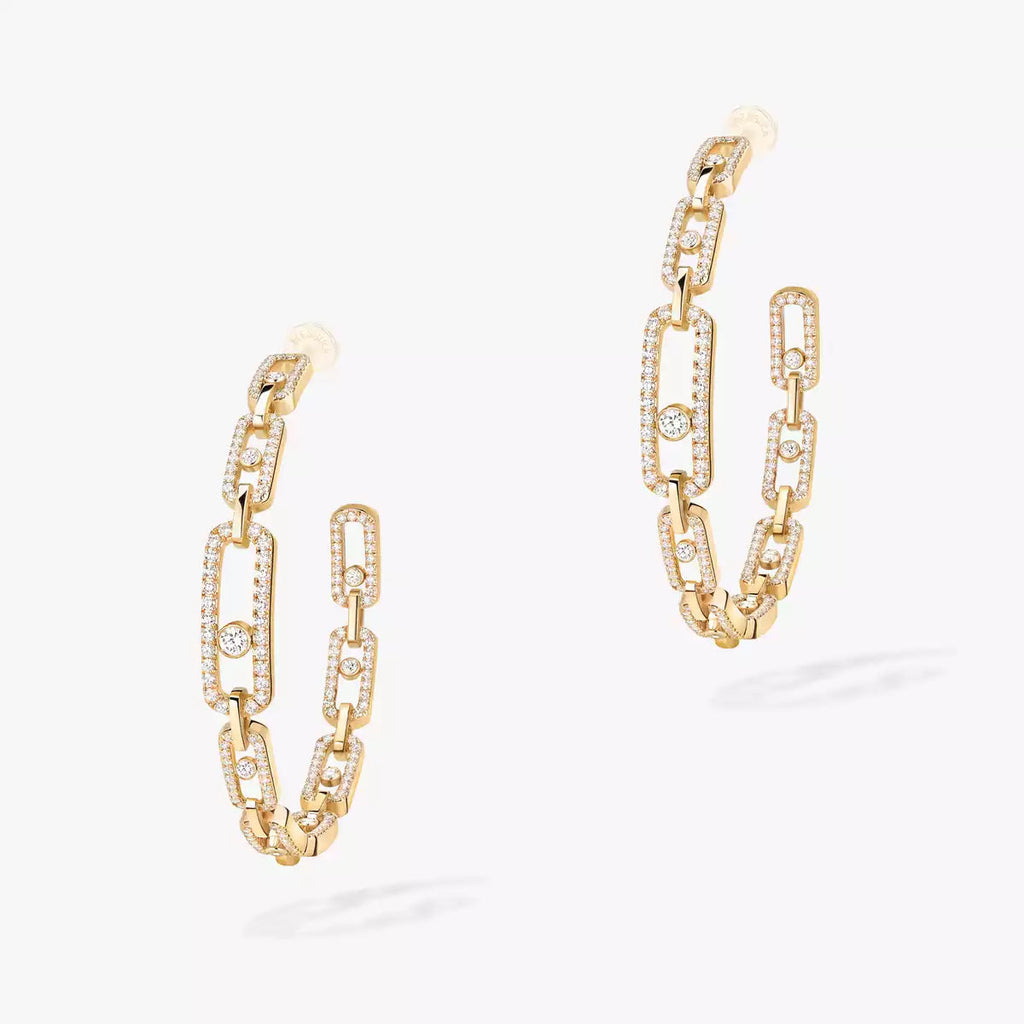 [[Loco ]Move Link Diamond Hoop Earrings