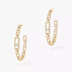 [[Loco ]Move Link Diamond Hoop Earrings