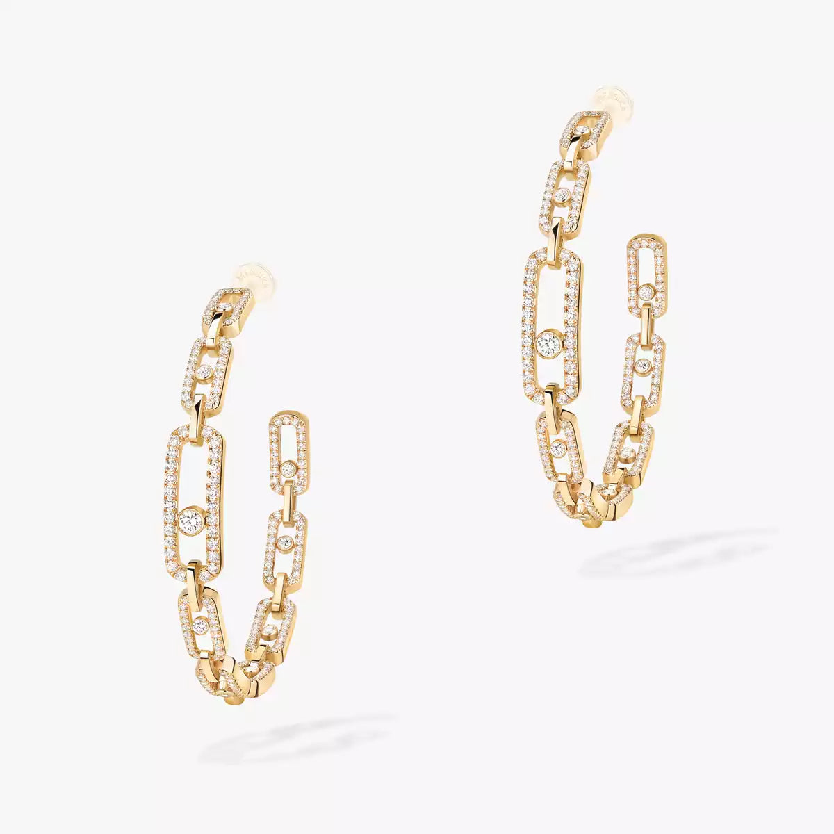 [[Loco ]Move Link Diamond Hoop Earrings