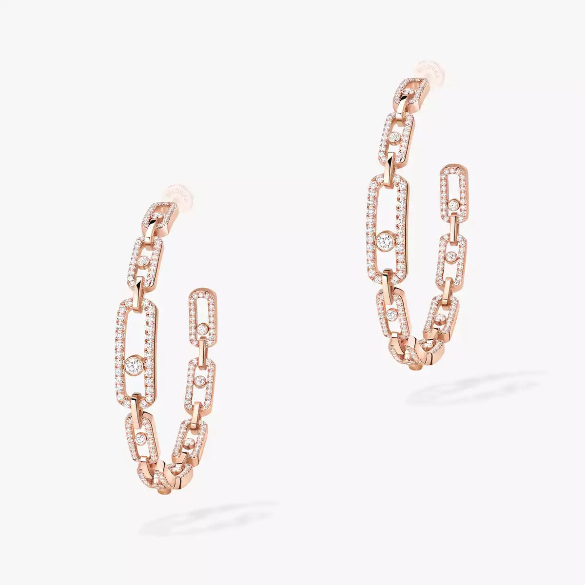 [[Loco ]Move Link Diamond Hoop Earrings
