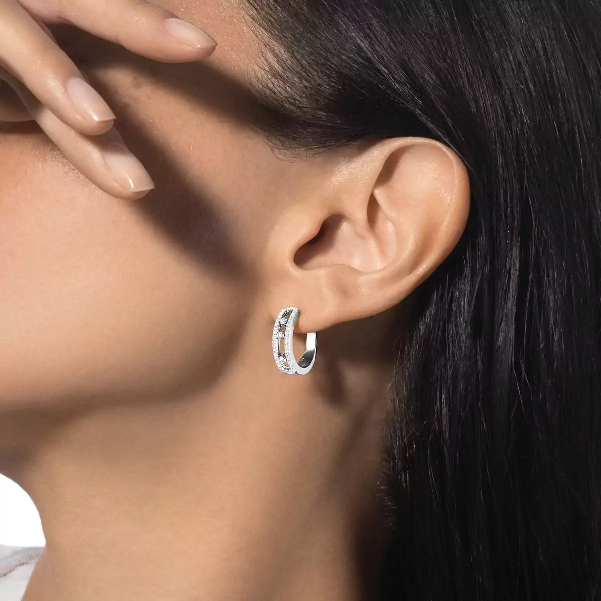 [Loco ]Diamond Pave_ Hoop Earrings Move
