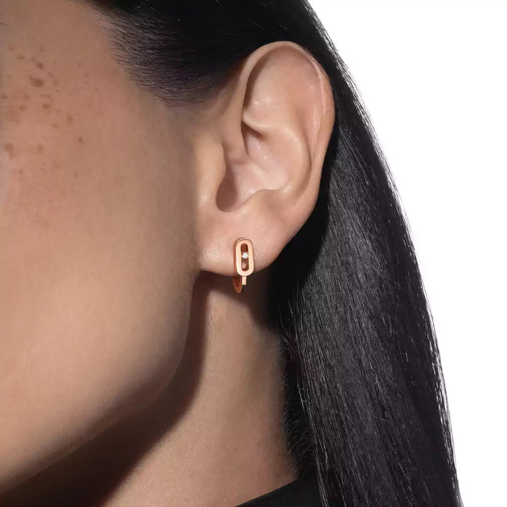 [Loco ]Diamond Mini Hoop Earrings Move Classique