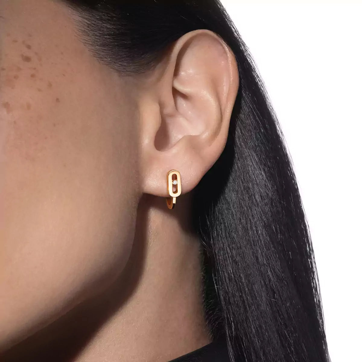 [Loco ]Diamond Mini Hoop Earrings Move Classique