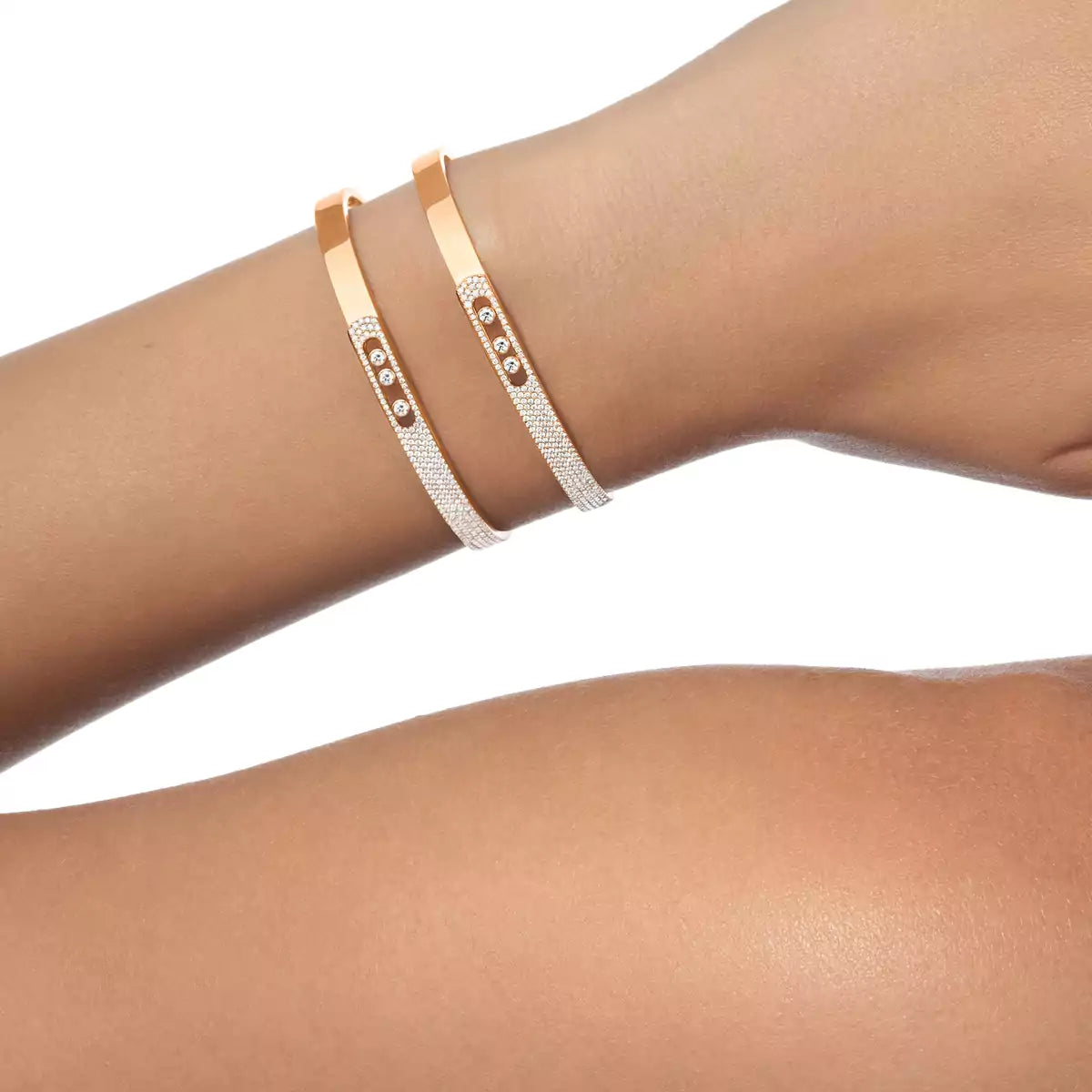 [Loco ]Move Noa Rose Gold Pavé Diamond Bangle Bracelet