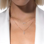 [Loco ]2 Rows Rose Gold Diamond Pave_ Necklace Move Uno