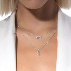 [Loco ]2 Rows Rose Gold Diamond Pave_ Necklace Move Uno
