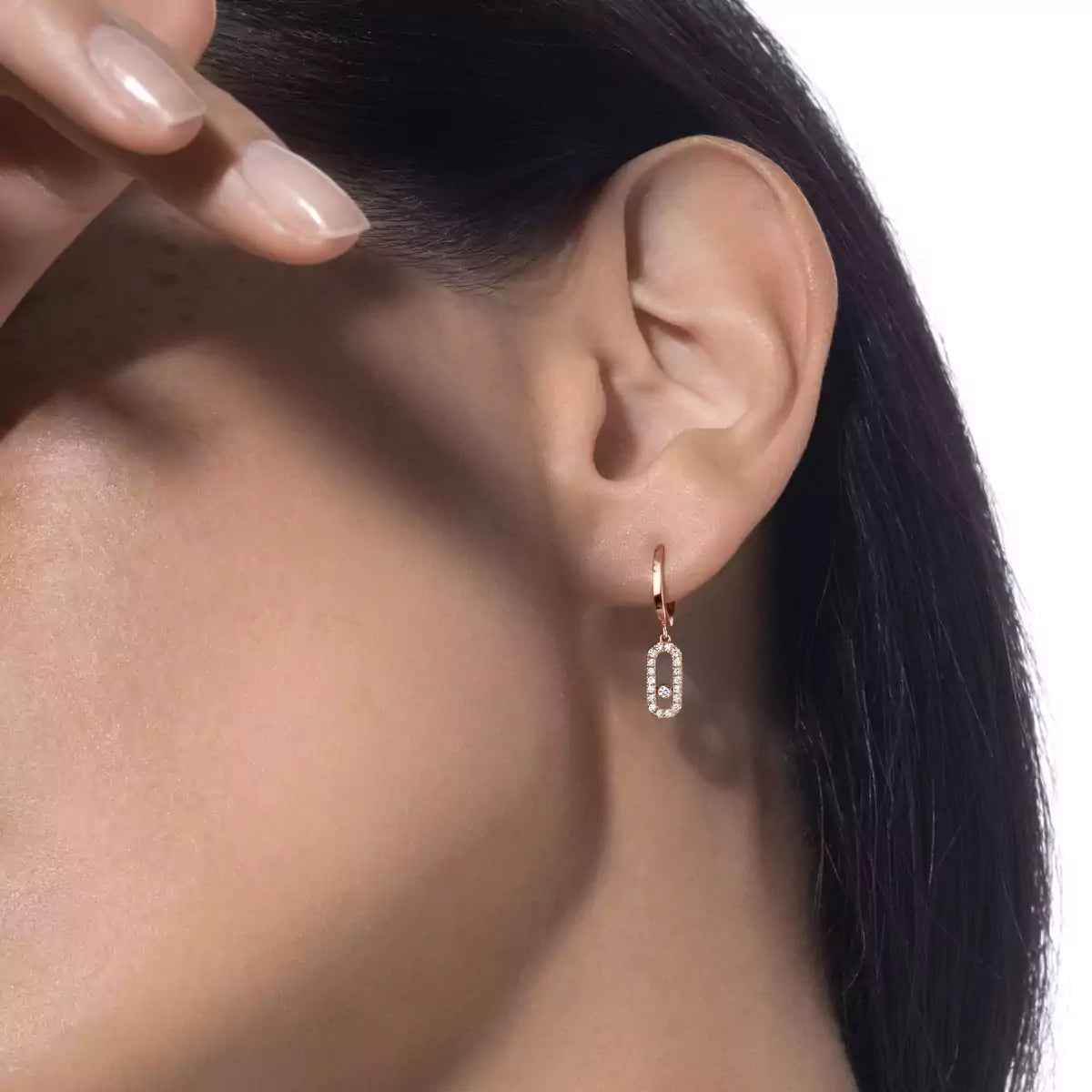 [Loco ]Move Uno Single Diamond Hoop Earring