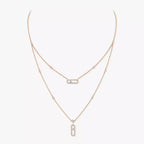 [Loco ]2 Rows Rose Gold Diamond Pave_ Necklace Move Uno