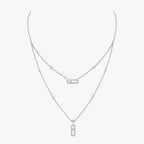 [Loco ]2 Rows Rose Gold Diamond Pave_ Necklace Move Uno