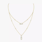 [Loco ]2 Rows Rose Gold Diamond Pave_ Necklace Move Uno