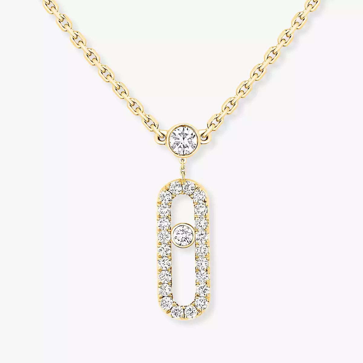 [Loco ]2 Rows Rose Gold Diamond Pave_ Necklace Move Uno