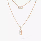 [Loco ]2 Rows Rose Gold Diamond Pave_ Necklace Move Uno