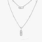 [Loco ]2 Rows Rose Gold Diamond Pave_ Necklace Move Uno