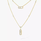 [Loco ]2 Rows Rose Gold Diamond Pave_ Necklace Move Uno