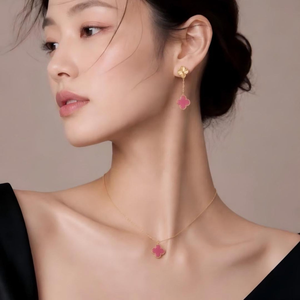 [Loco] NEW CLOVER 15MM PINK ENAMEL NECKLACE