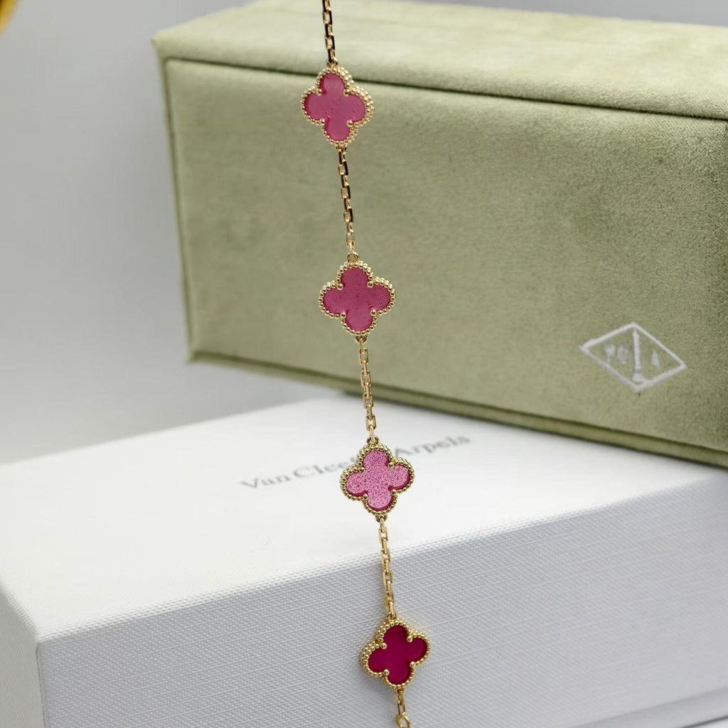 [Loco]NEW CLOVER 5 MOTIFS PINK ENAMEL BRACELET