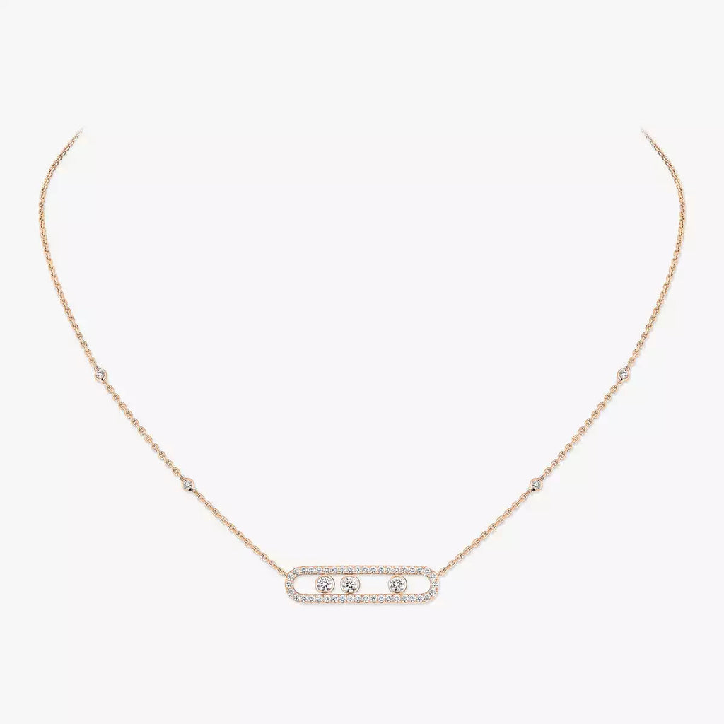 [Loco ] Move Pave_ Rose Gold Diamond Necklace