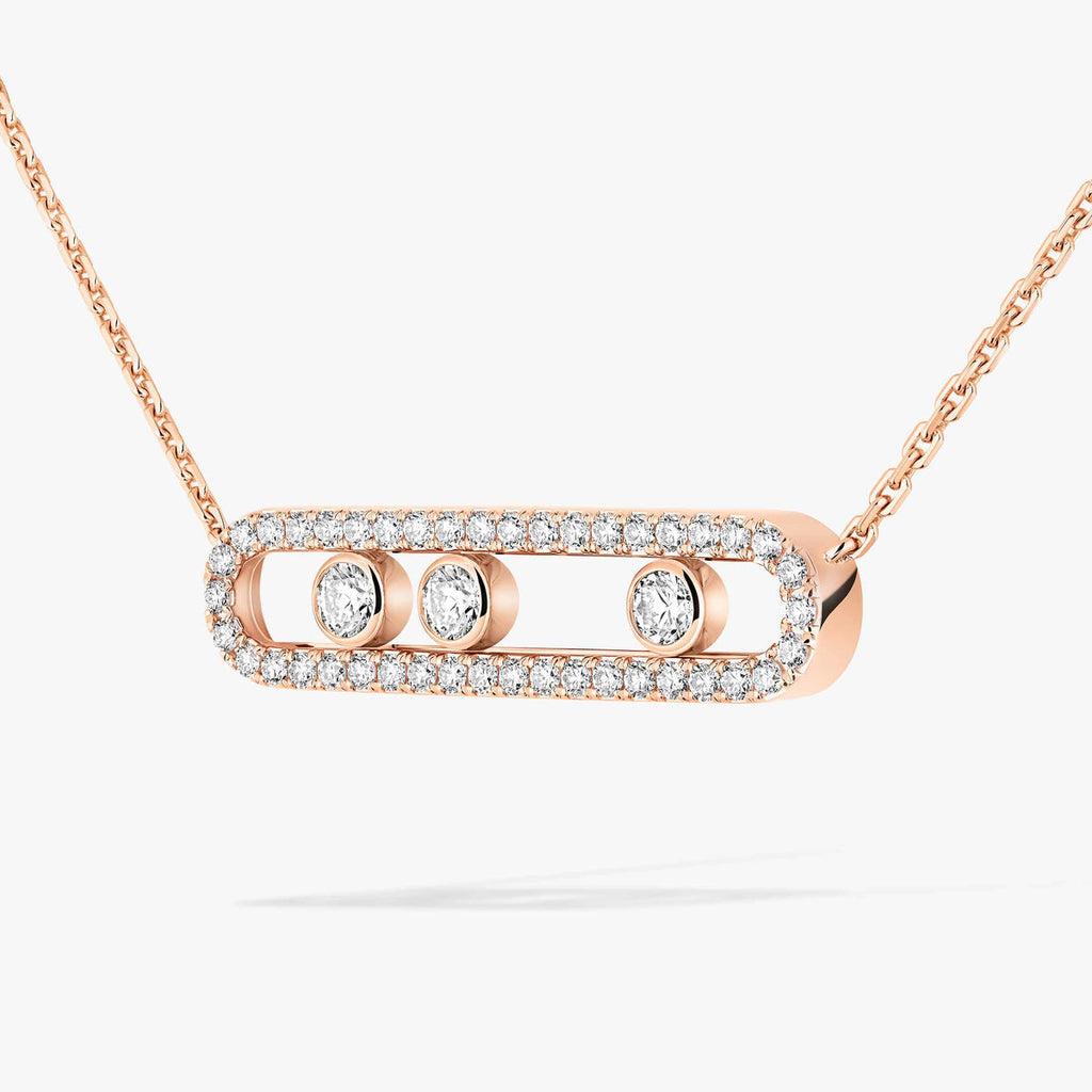[Loco ] Move Pave_ Rose Gold Diamond Necklace