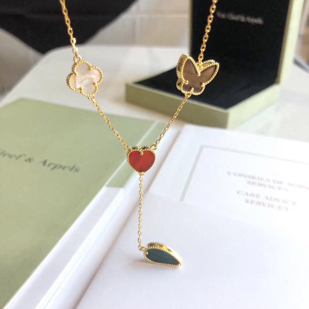 ¡®Loco¡¯LUCKY SPRING 4 MOTIFS ROSE GOLD NECKLACE