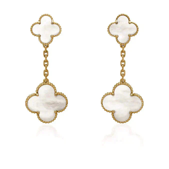 ¡®Loco¡¯CLOVER 2 MOTIF WHITE MOP EARRINGS